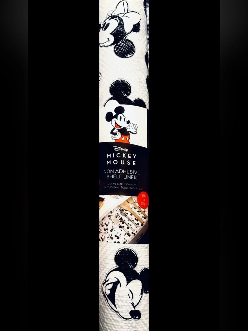 Disney Mickey Mouse Non-Adhesive Shelf Liner (18 in x 10 ft) - Brand New